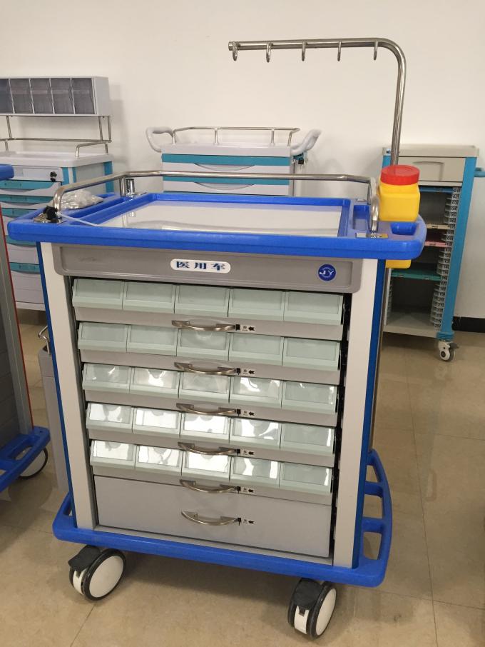Multifunction ABS Mobile Medical Crash Cart , Hospital Emergency Medicine Trolley