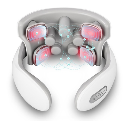 Four Head Neck And Shoulder Massager Machine Stretchable Vibration Warm ABS Silicone